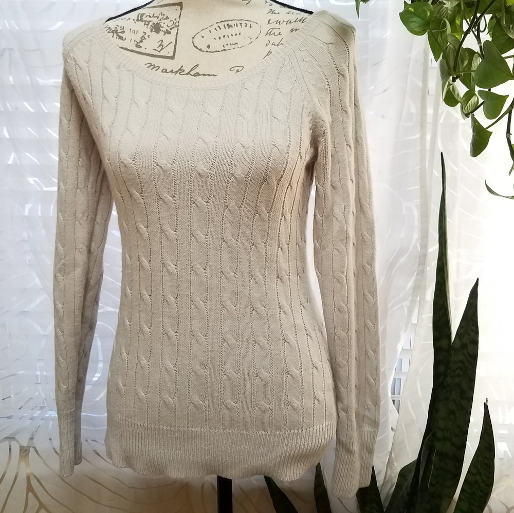 Aeropostale Acrylic Light Tan Comfy Knit Sweater
